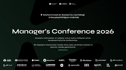Central Asian Fintech Association (CAFA) Toshkent shahrida bo‘lib o‘tadigan menejerlar va IT yetakchilari uchun eng muhim tadbirlardan biri — Manager’s Conference 2026 tadbirining hamkori va ishtirokchisi sifatida qatnashadi